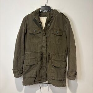Talula Aritzia Trooper Jacket Womens Small Olive Green Faux Fur Lined Parka